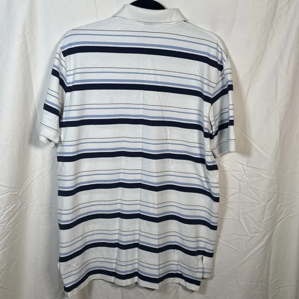 VTG Polo Ralph Lauren  Adult Large White  Blue Stripes  Short Sleeve Shirt Rugby